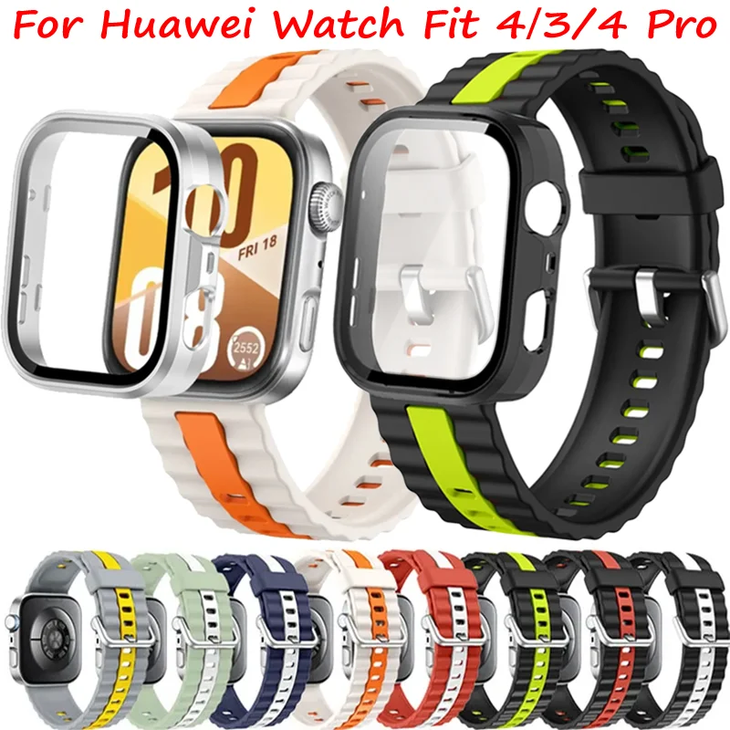 Silicone Strap+PC Case For Huawei Watch Fit 5 /4 Pro bracelet Omni-Directional Protective Shell Cover For Huawei Watch Fit5 4  3