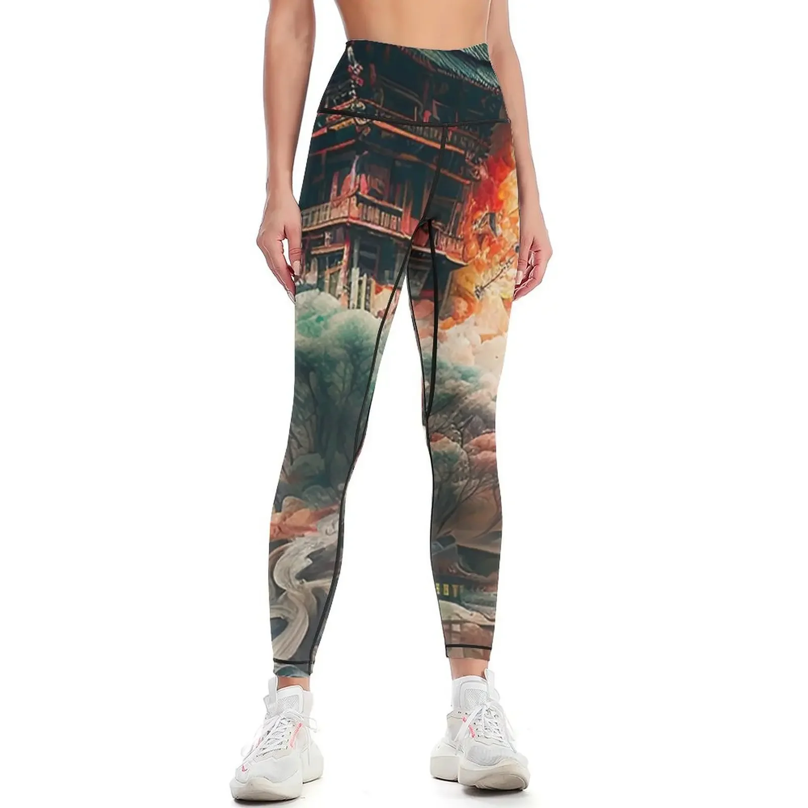 

japanese temple geisha Leggings for physical high waist Women's gym joggers for Womens Leggings