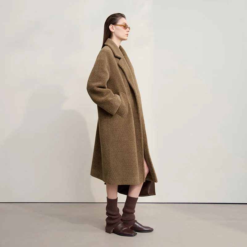 Amii Cappotto di Pelliccia Donna 2025 Inverno Nuovo Minimalista Doppio Petto Pelliccia Giubbotti Per La Donna Allentato Caldo Versatile Cappotto di Pelliccia Lungo 12524034