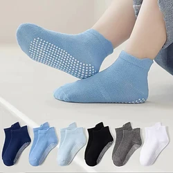 6 Pairs/Lot Cotton Baby Anti-slip Boat Socks For Boys Girls Low Cut Floor Kids Toddler Sock With Rubber Grips For 0-3Years