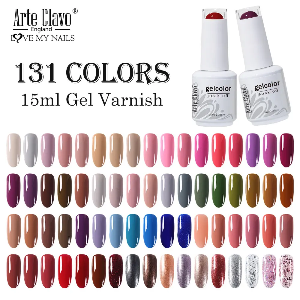 Arte Clavo 131 สีเจลเล็บเจลเคลือบเงาสีกึ่งถาวรเล็บเจลเล็บสําหรับเล็บ Top Coat Base Coat