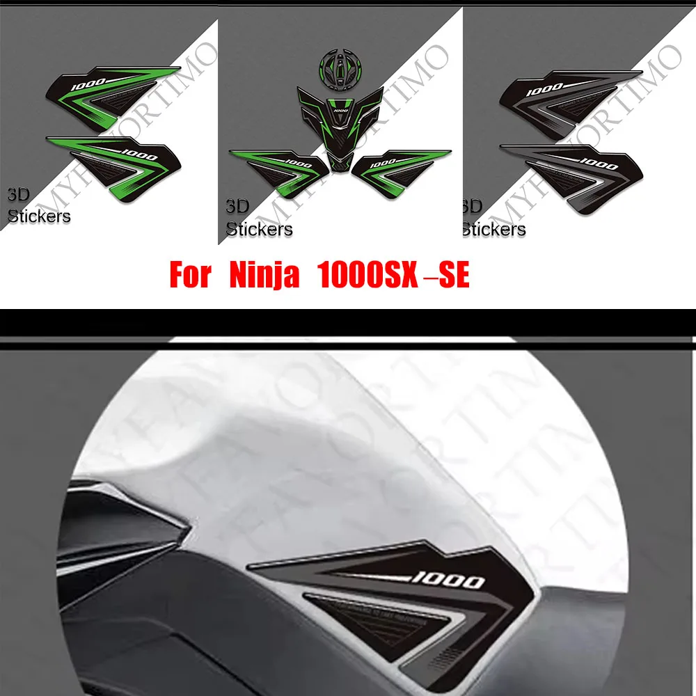 For Kawasaki Ninja 1000SX 1000 SX SE Tank Pad Knee Grip 3D Fuel Tank & Oil Cap Protection Stickers Decals Motorcycle Accessories