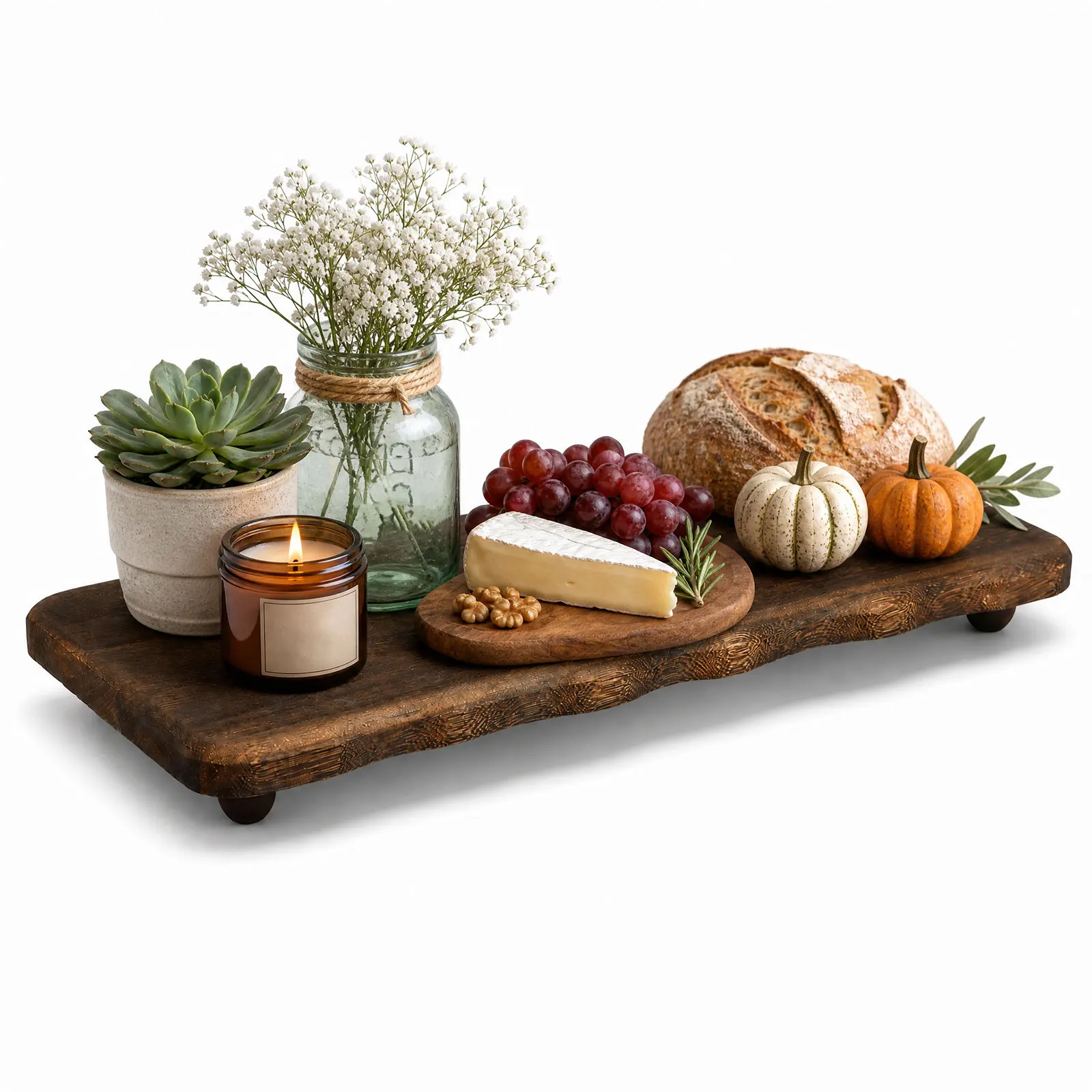 Farmhouse Wood Riser Stand Decorative Wood Pedestal Tray Board Rustic Rectangle Countertop Display Riser Holder for Home Accent
