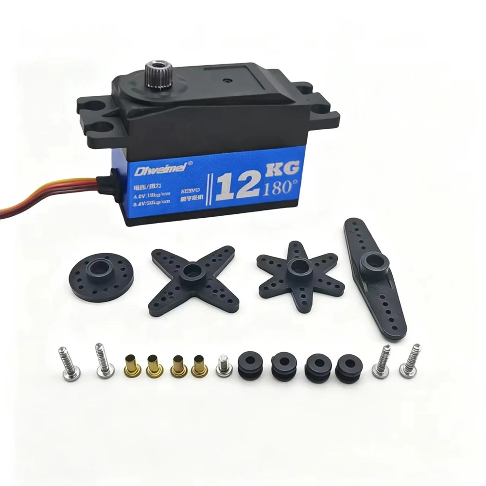 12kg 180° CNC Servo Motor Low Center of Gravity High Torque Metal Gears Suitable for RC SCX10 Racing Drift Robot - Dlweimei