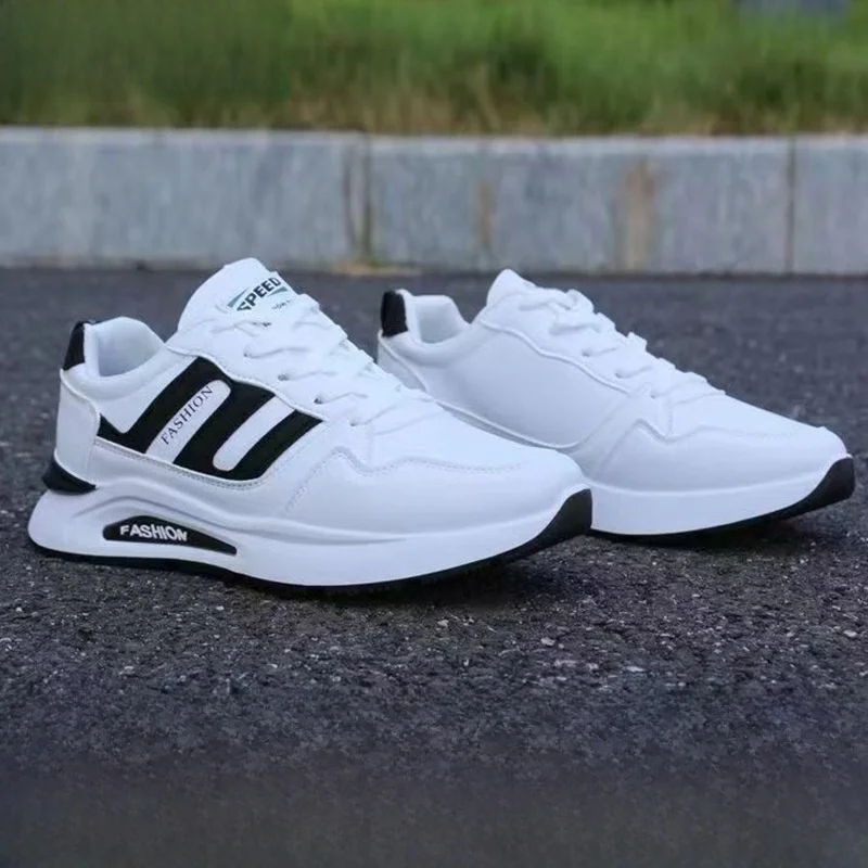 Zapatos Deportivos de Primavera para Hombre, Nuevos, Transpirables, con Superficie de Cuero, Antideslizantes, Impermeables, Casuales, con Punta Redonda y Tacón Plano, Cómodos
