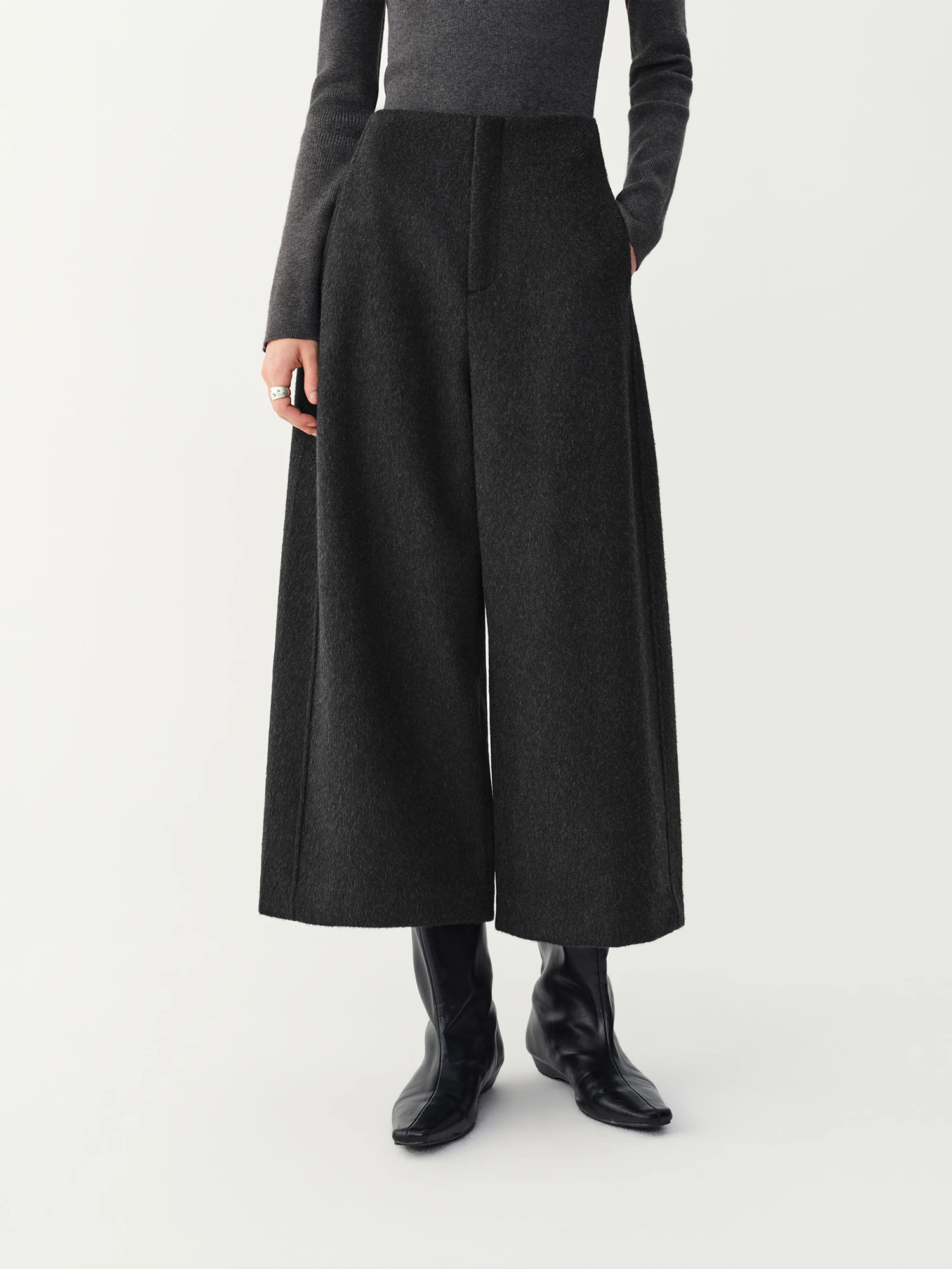 FSLE Damen Weite Gerade Slim-Fit Freizeithose ohne Bund Neuer Stil für Winter 2026 Unisex Britisch Stilvoll – Detail 6
