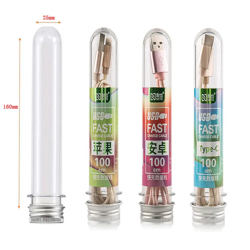 Tubes à essai transparents en plastique avec bouchon en aluminium, fournitures scolaires, équipements de laboratoire, HI 14cm, 160x25mm, 50ml, 12