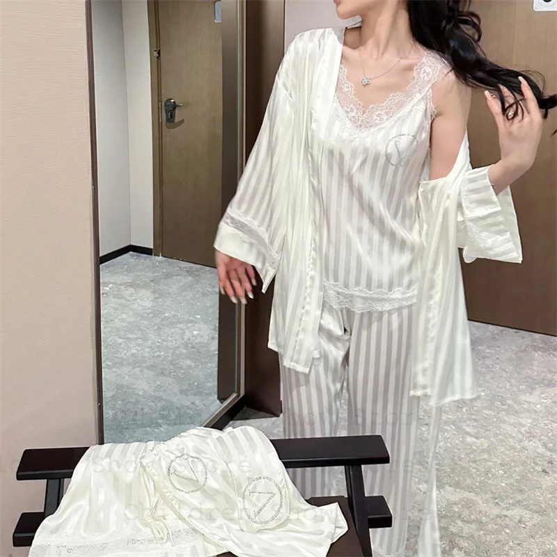 6 قطع بيجامة فاخرة للنساء بيجاما رايون ناعمة فاخرة بشريط وردي مطبوع ملابس منزلية بيجامات دي موخير ملابس داخلية مثيرة مزخرفة بالدانتيل