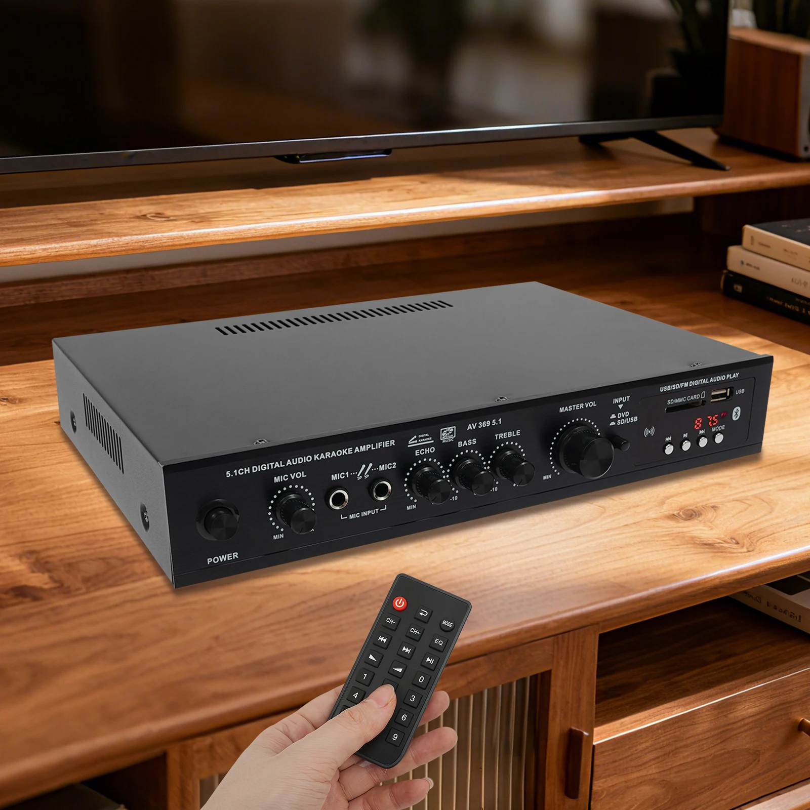 300 واط HIFI مضخم الصوت بلوتوث 5.1 قناة USB بطاقة SD راديو FM HD مكبر للصوت للمسرح المنزلي كاريوكي