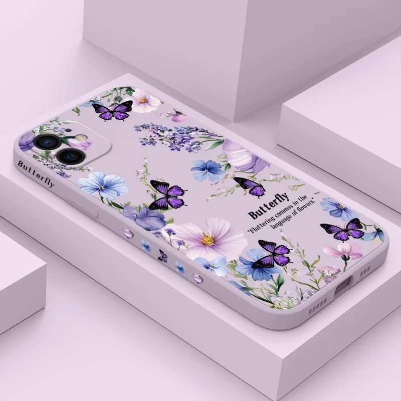 

Purple Butterflies Fly Phone Case For iPhone 12 11 X XR XS 8 7 SE2 Plus Pro Max Mini Silicone Cover