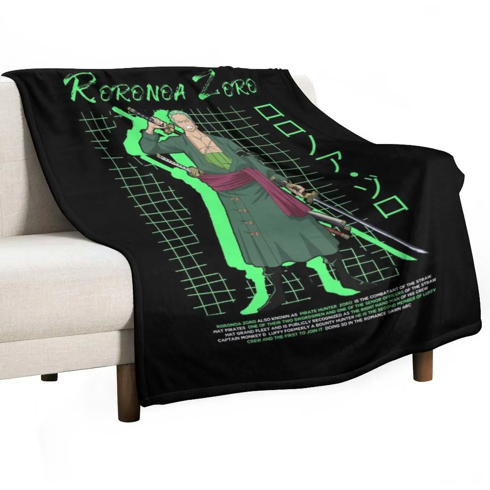 Zoro in Streetwear Style Throw Blanket Vintage Loose Blankets