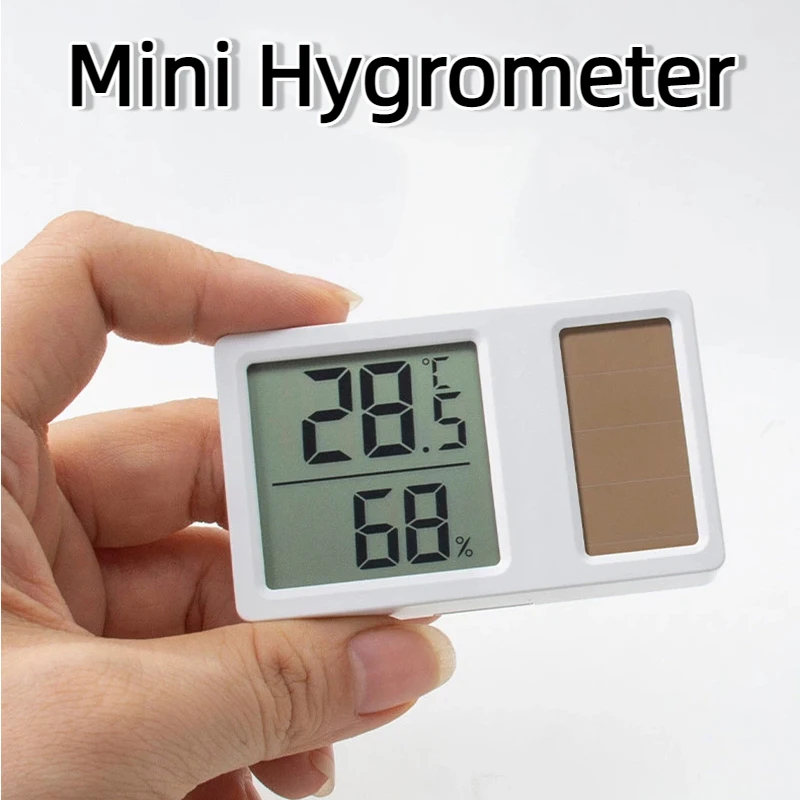 Solar power Temperature Humidity Meter Mini Portable Humidity Digital Electronic Temperature Detection Meter for Bedroom New