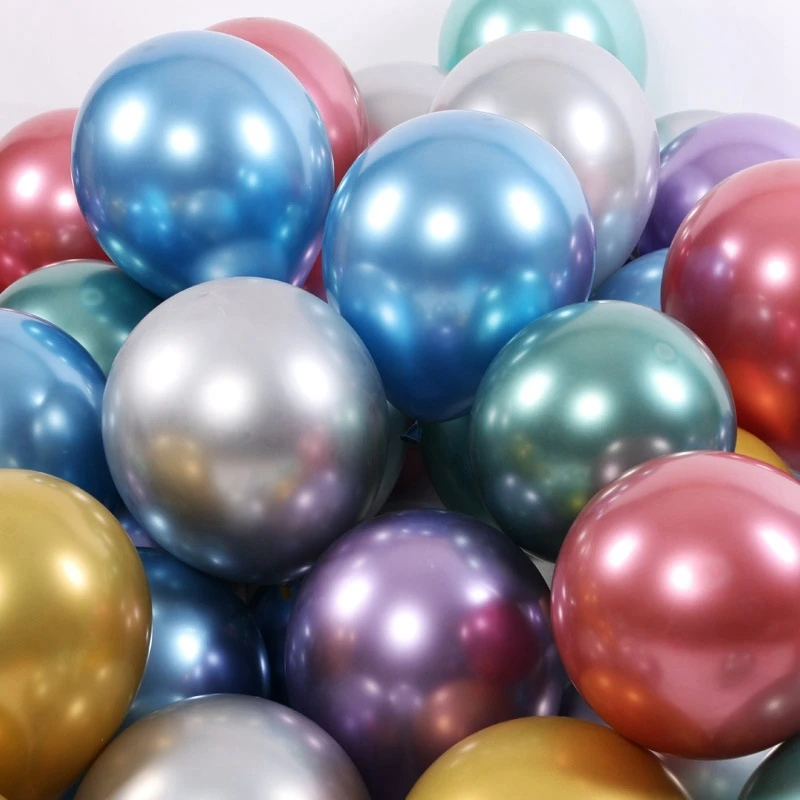 ABMO 50Pcs 10 Inch Metallic Latex Balloons Thick Chrome Glossy Metal Pearl Balloon Globos For Party Decor