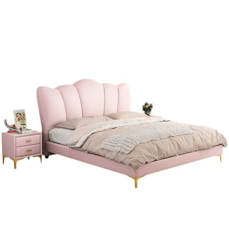 Modern Pink Little Girl Boys Room Wooden Children's Bed Set Home Furniture Princess Double Bedroom Deluxe Children's Bed