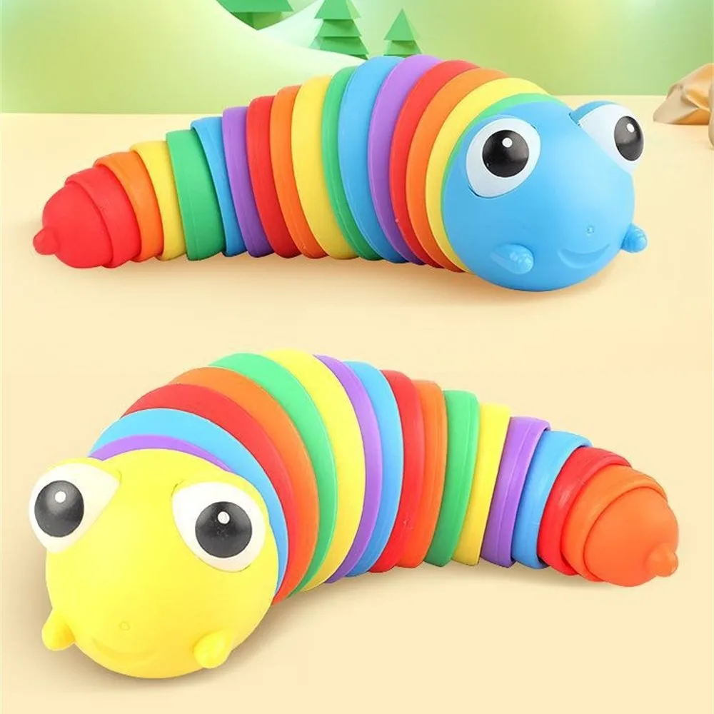 Flexible Fingertip Sensory Novelty Emulation Worm Toy Children Antistress Squirming Slug Gift Decompression Cute Rainbow Slug