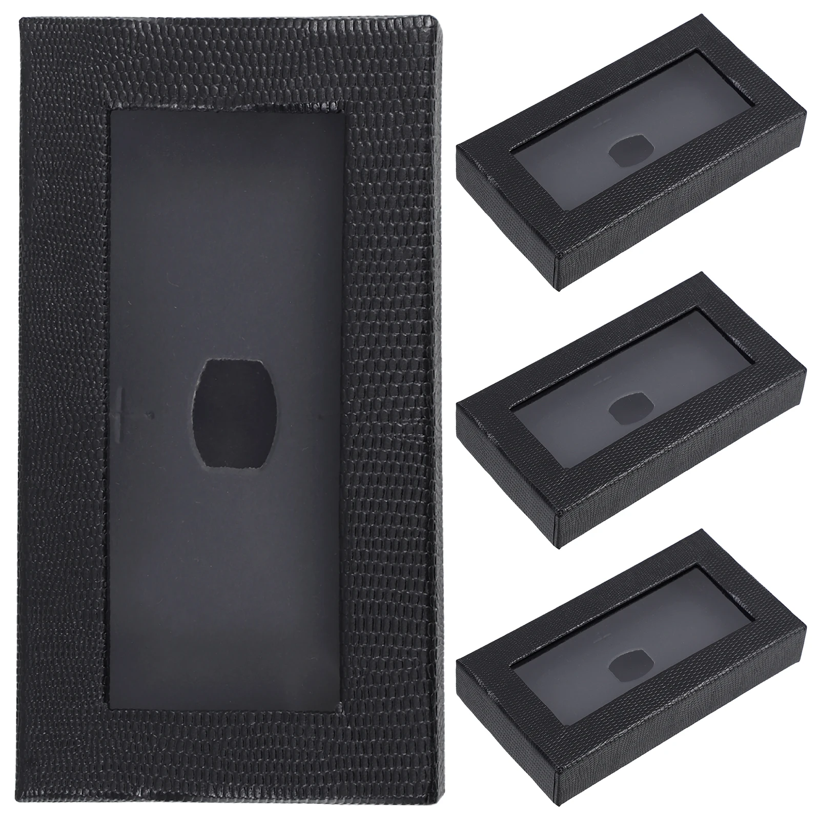 

4Pcs Transparent Window Bow Tie Box Black Snake Pattern for Men's Party Favors Durable and Sophisticated Display