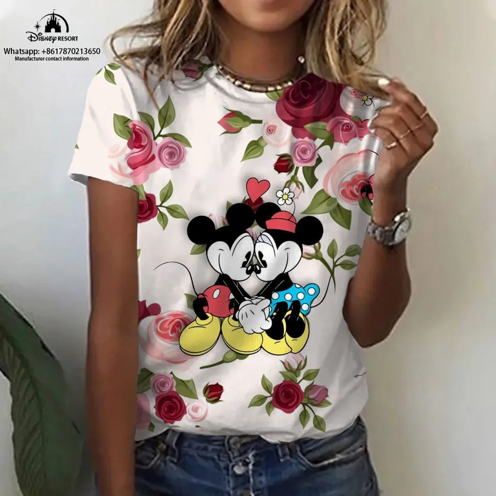 Modisches und bequemes lässiges kurz ärmel iges Mickey Cartoon T-Shirt Sommer Damen Kurzarm T-Shirt 2024 neu