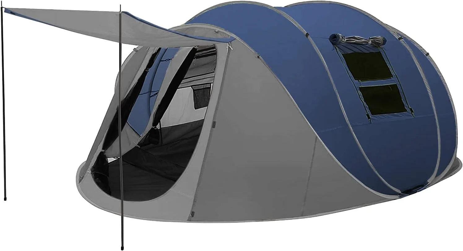 Multi-Person Easy Pop-Up Tent for Big Families Portable One Bedroom Structure for Outdoor Camping for 2/3/4/5/6 People