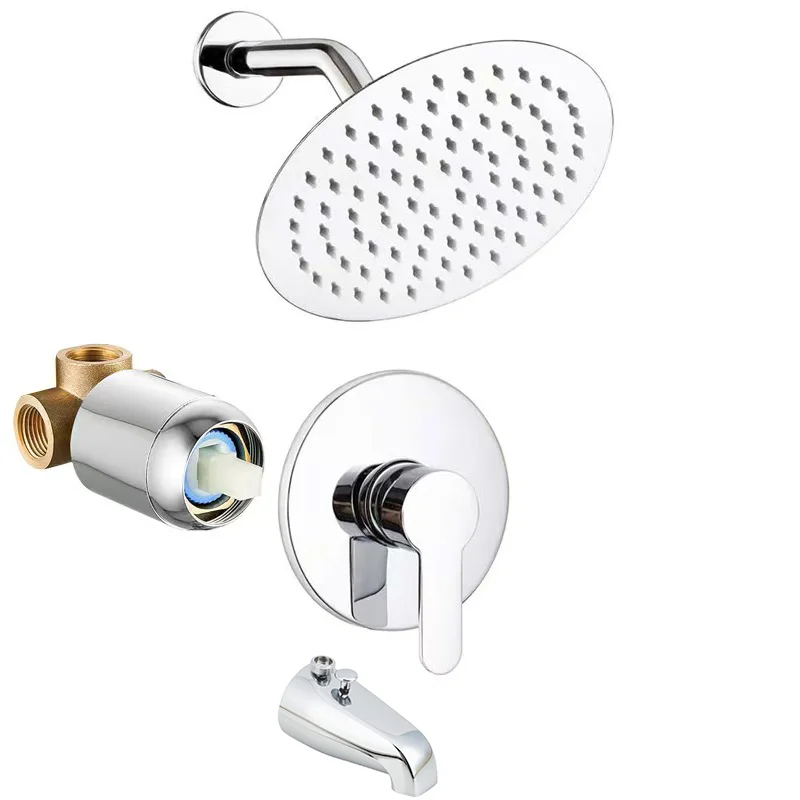 

8 Inch Black Chrome Polished Thermostatic Single Rain Jet Massage Square Shower Head Ceiling Bathroom Shower System
