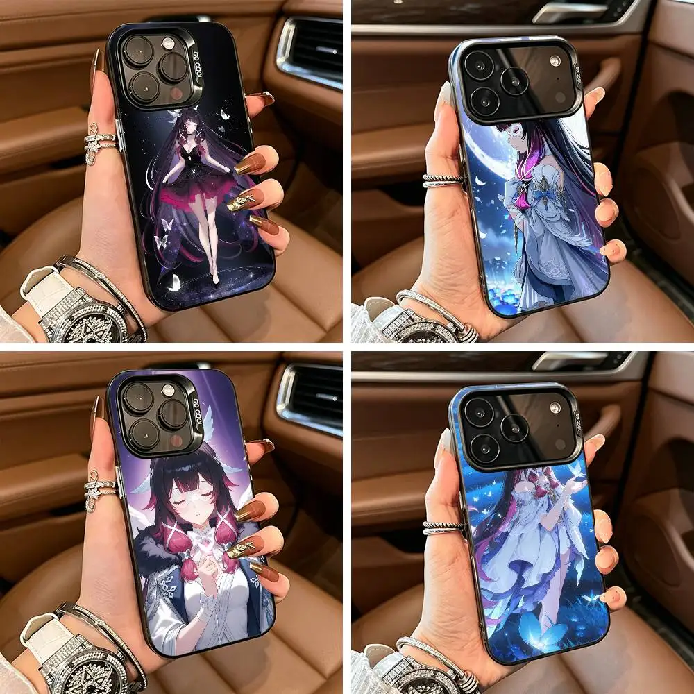 

G-Genshin l-Impact Girl C-columbina-gic For iPhone 17 16 15 14 13 12 11 Pro Max XS 17 Air Silicone Colored Silver Bumper Cover