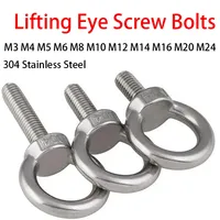 1-2Pcs Lifting Eye Screw Bolts A2-70 304 Stainless Steel M3 M4 M5 M6 M8 M10 M12 M14 M16 M20 M24 Round Ring Hook Bolt Screw