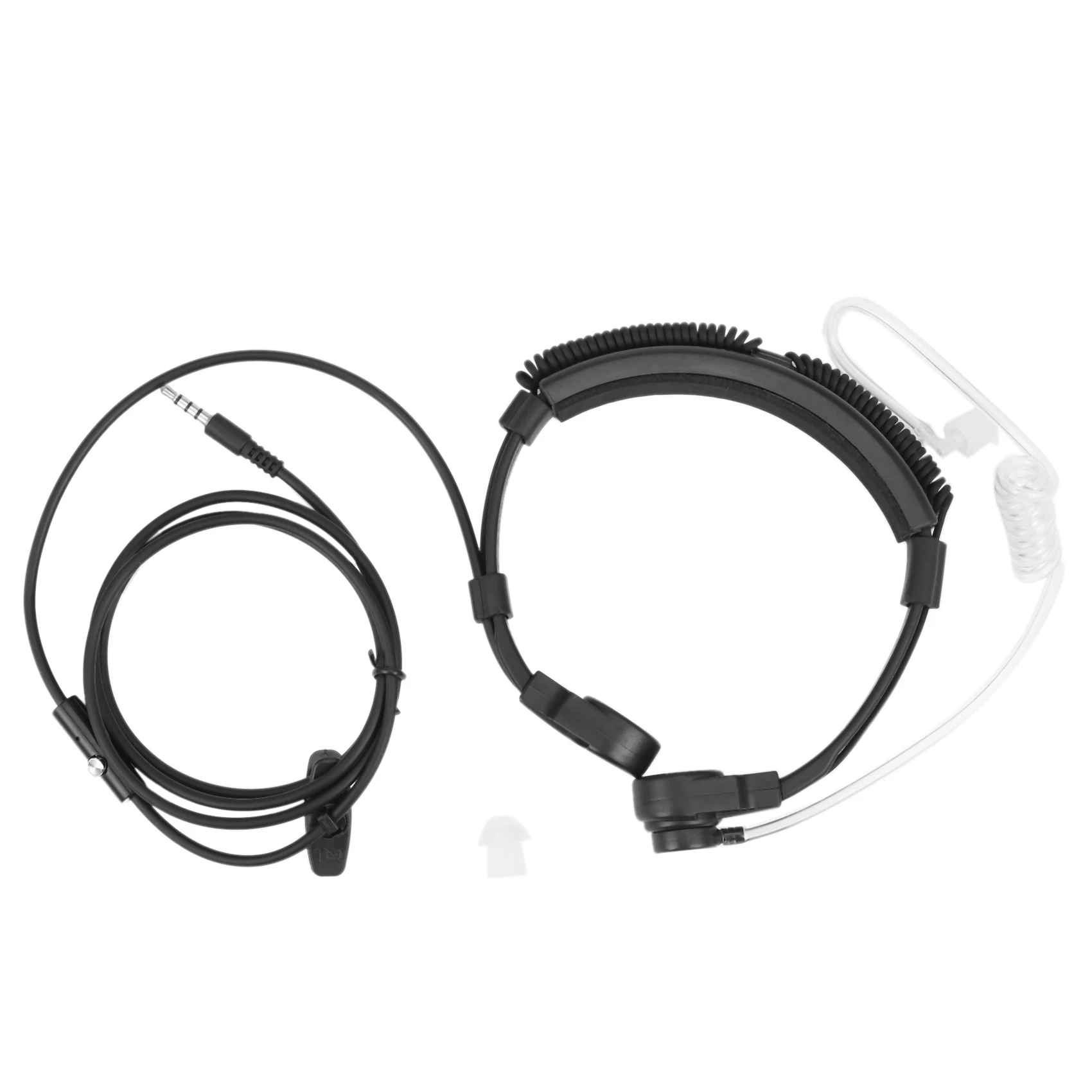 PQWN! 3.5mm plug Tactical-Throat Microphone earphone Covert Adjustable Covert Air Tube Headset with Throat Mic for smartphones