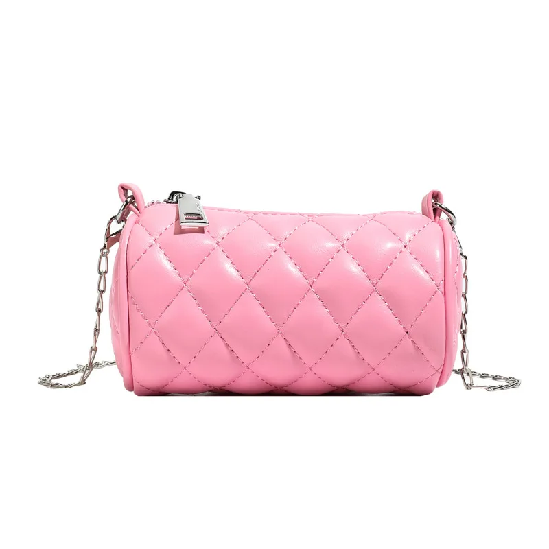 bolsa-feminina-cilindrica-texturizada-moderna-nova-bolsa-versatil-de-ombro-transversal-bolsa-almofadada-com-corrente-colorida