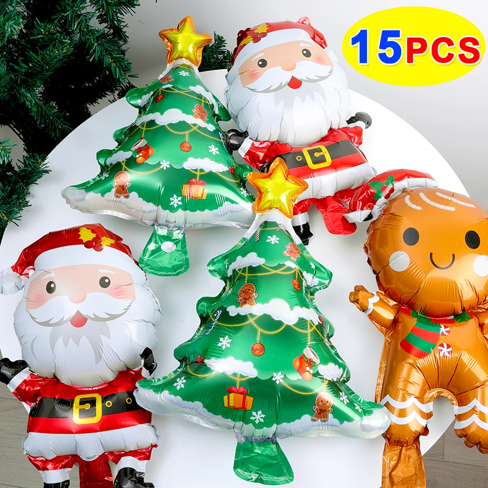 15/1Pcs Christmas Balloons Santa Claus Aluminum Film Balloons Christmas Theme Party Decoration Supplies New Year Kids Gifts Toys