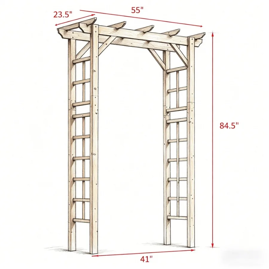 Arbor Arch, 2026 year English：2026 New Garden Arbor Arch, Rust-proof & Sturdy, Support Roses & Grapes, Ideal for Yard & Wedding Decor