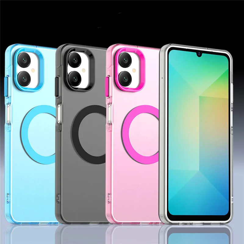 

For Samsung Galaxy A06 4G Case For Samsung A06 A16 A26 A36 A56 Cover Candy Color Translucent Matte Magnetic Shockproof Bumper