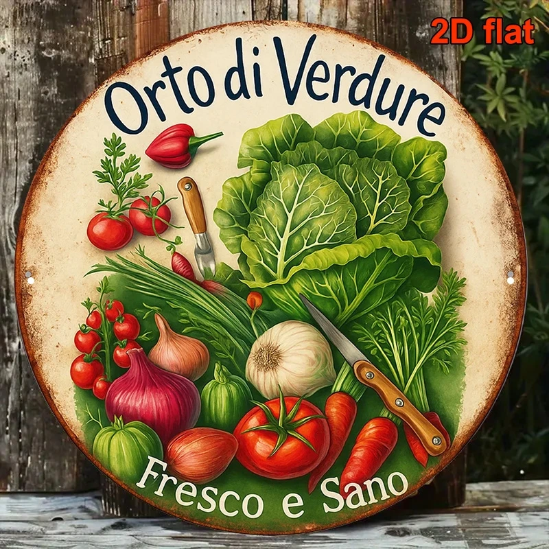 2DFarmhouse Vegetable Garden Hanging Wooden Discs Sign Cucumbers Potatoes Green Vegetables Theme Country Market Store Sign Decor