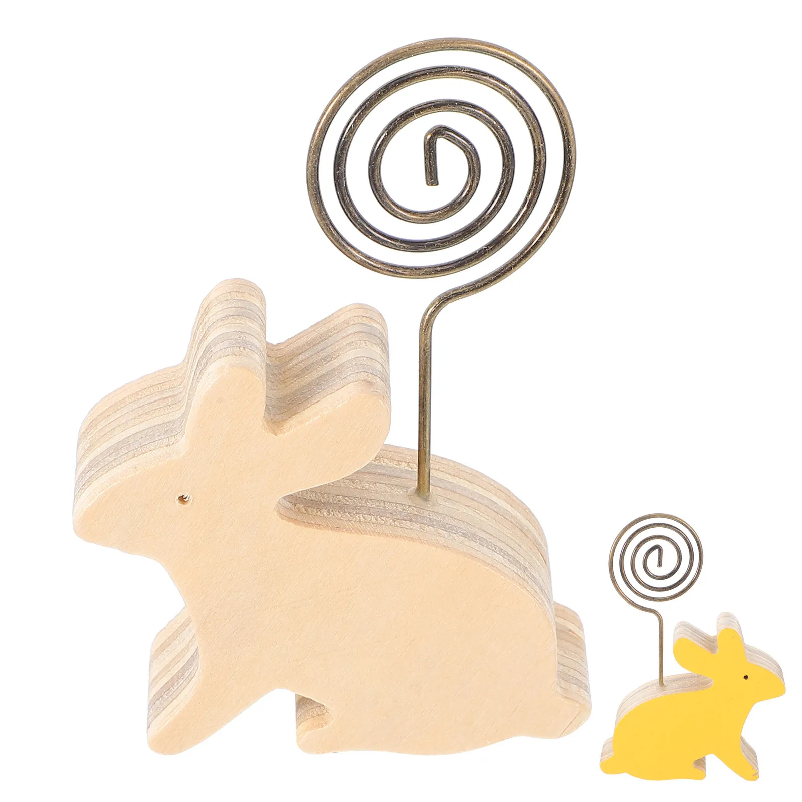 Rabbit Memo Clip Photo Holder Desktop Note Stand Wooden Iron Construction Easter Decor Bunny Theme Home Office Desk Decoration