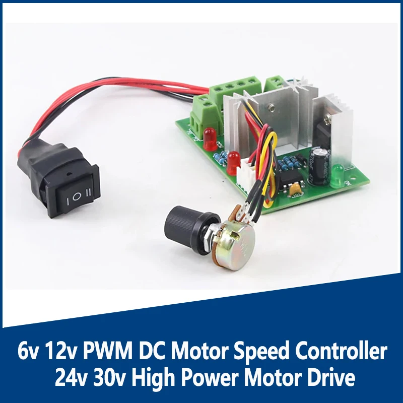 

6v 12v PWM DC Motor Speed Controller 24v 30v High Power Motor Drive Stepless Speed Control CW CCW