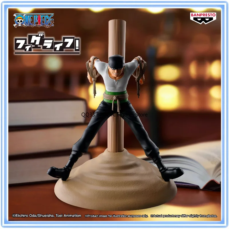 Bandai anime uma peça figlife caçador de recompensas roronoa zoro caneta titular figura ação modelo ornamentos desktop colecionáveis