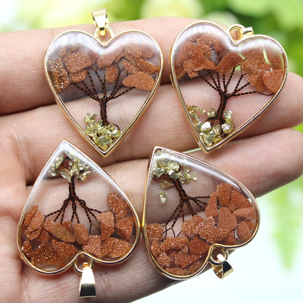 12pcs Mix Stone Amethyst Lapis Lazuli Crystal Heart Life Tree Pendant for DIY Making Natural Stone Necklace Earring Accessories