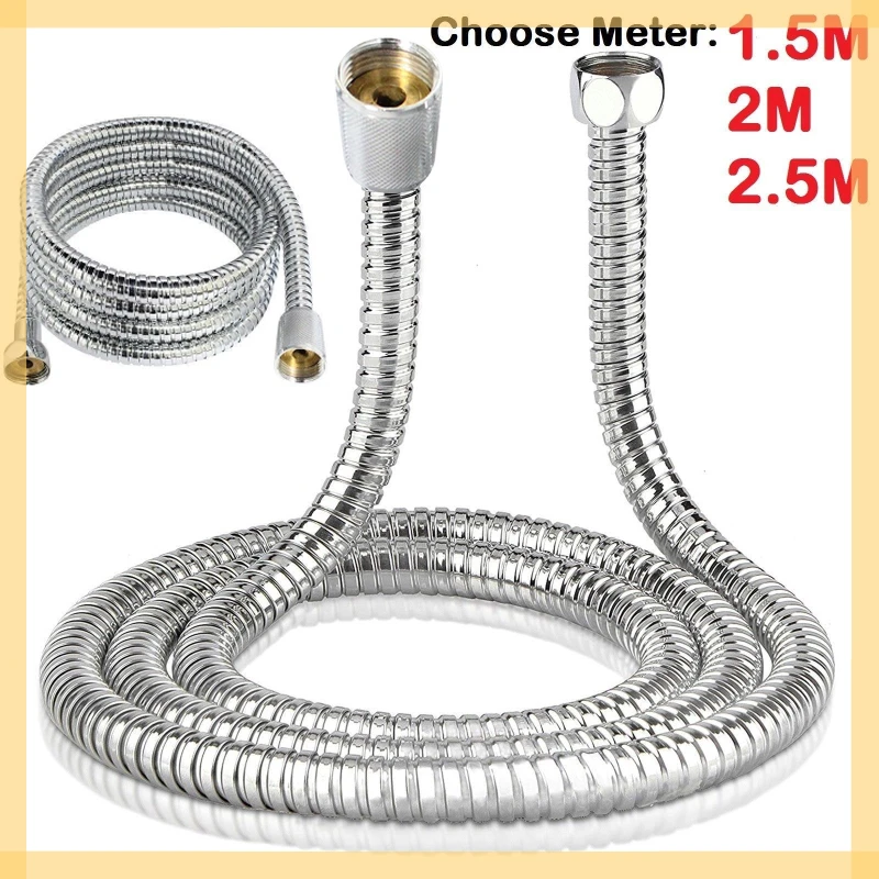 Stainless Steel Flexible Shower Hose, Water Extension, Plumbing Pipe, Pulling Tube, Bathroom Accessories, Long