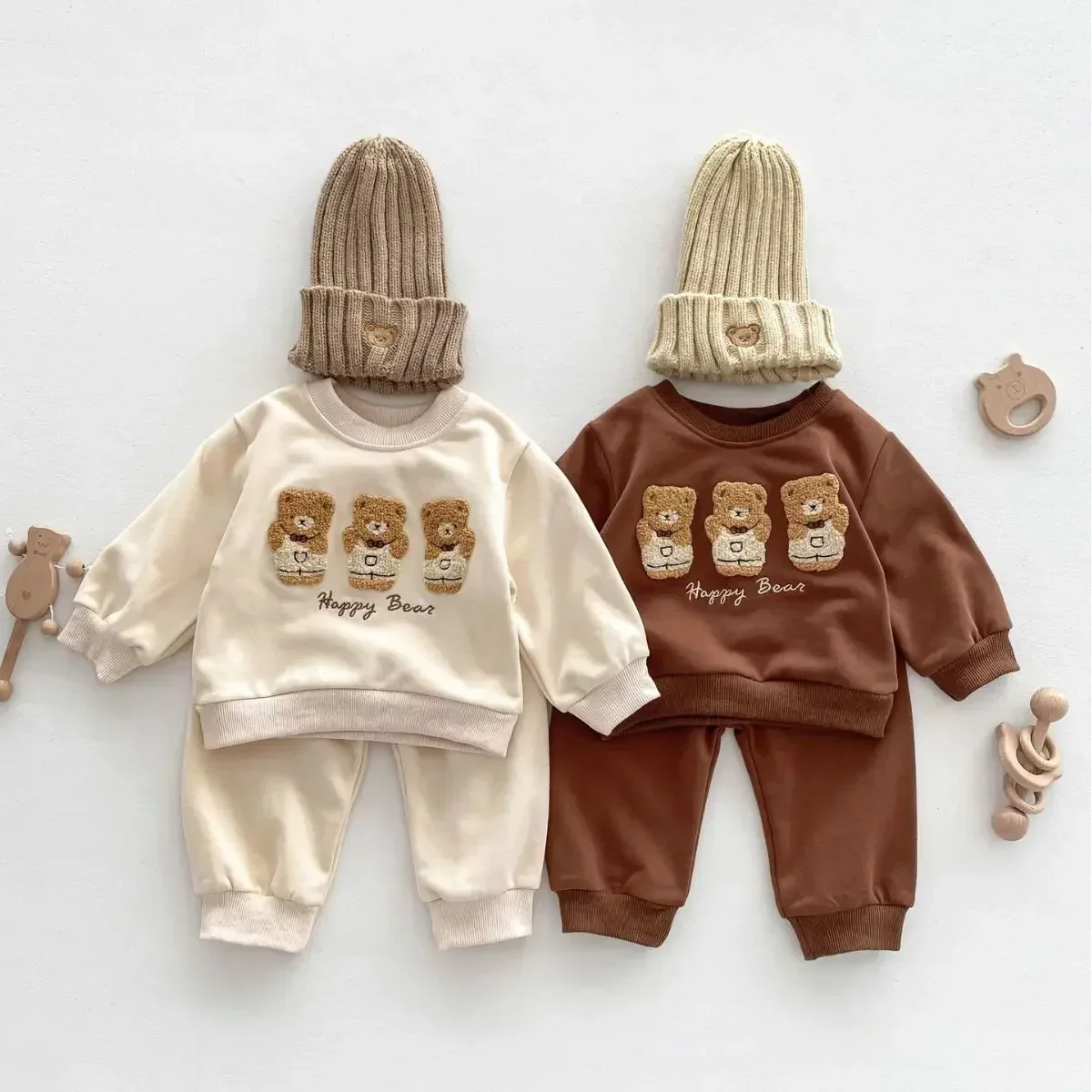 

Autumn Baby Girl Boy Cotton Clothes Set Korean Infant Long Sleeve Sweatshirt + Pants Two Piece Outfits Cute Bear Toddler Outfits