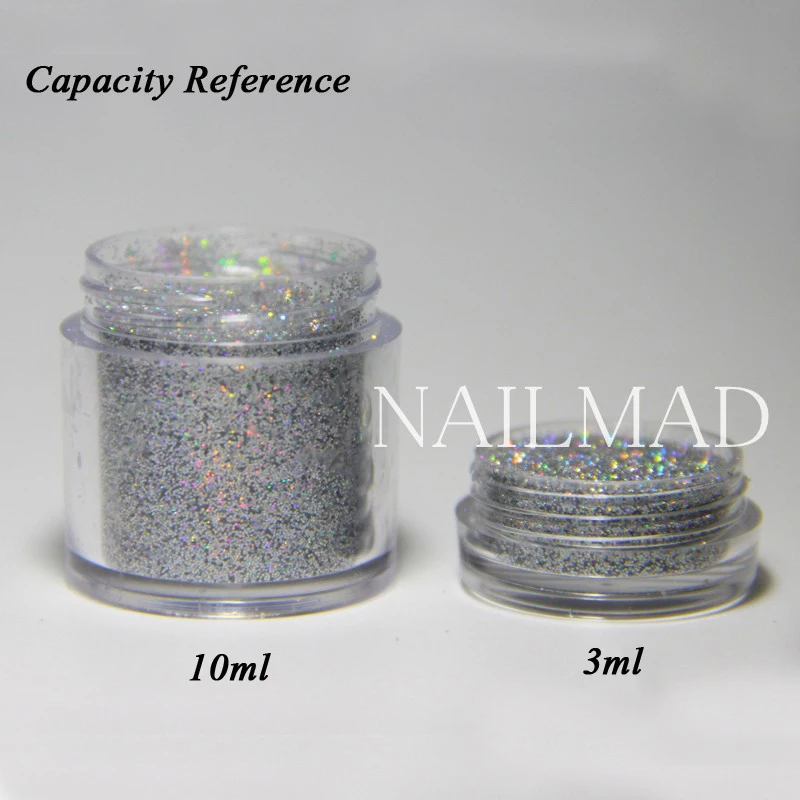 0.2mm Shimmer White Rainbow Nail Glitter holograficzny brokat proszek Nail Art Glitter Laser Powder zdobienie paznokci dekoracje 3ml