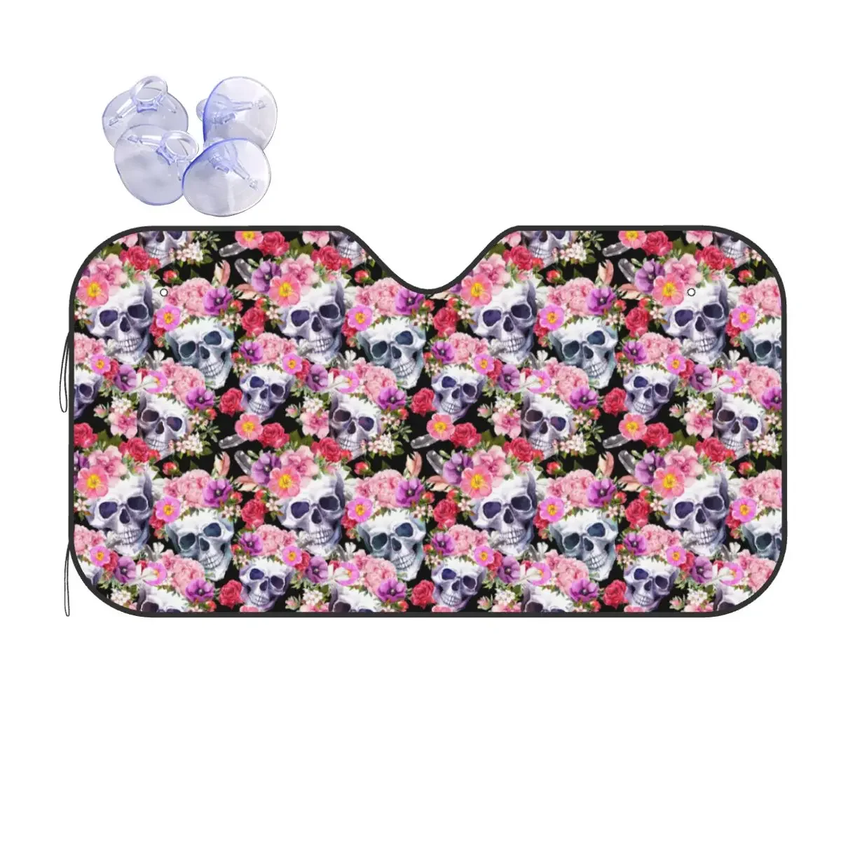 

Sugar Skull Rose Halloween Plaid Fashion Sunshade Windscreen 76x140cm Cool Aluminium Foil Sun Visor Sunscreen Curtain