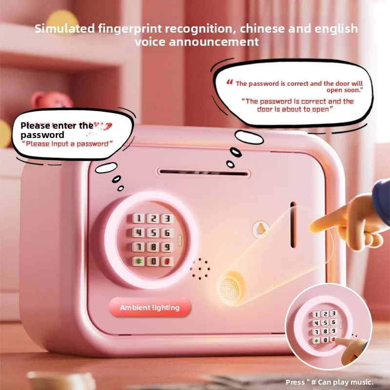 Skarbonka na odcisk palca, skarbonka na hasło, duża pojemność, tylko dla dzieci, dla chłopców i dziewcząt, pojemnik do przechowywania, oszczędnościowa.