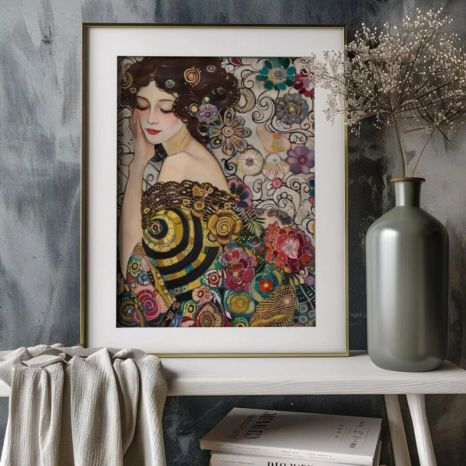 Gustav Klimt Lady 5D obraz diamentowy DIY ścieg krzyżykowy nowy 2024 Vintage portret sztuka ścieg krzyżykowy mozaika haft diamentowy sprzedaż