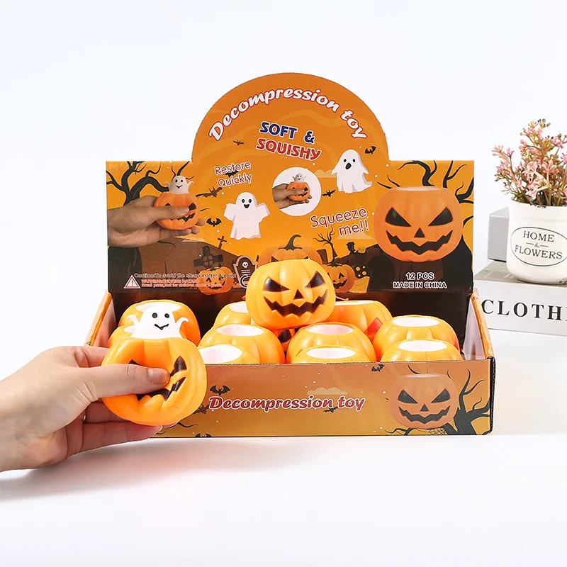 Boule anti-Stress tête de citrouille d'halloween, jouets Pop-Up fantôme mignon pour soulager le Stress, jouets Fidget à presser (couleur aléatoire), 1/2/4 pièces