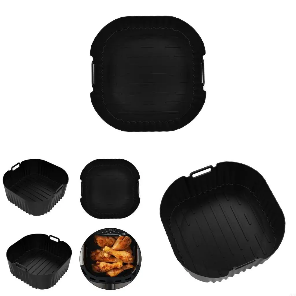 j6pe-conjunto-2-almofadas-para-fritadeiras-a-ar-forros-quadrados-silicone-antiaderentes-acessorio-cozinha-cesta-para