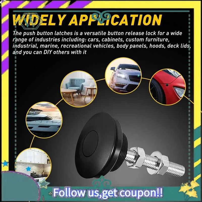 

Модернизированный 2 комплекта кнопок, быстроразъемные штифты для капота, зажим для замка, комплект защелок автомобильного бампера