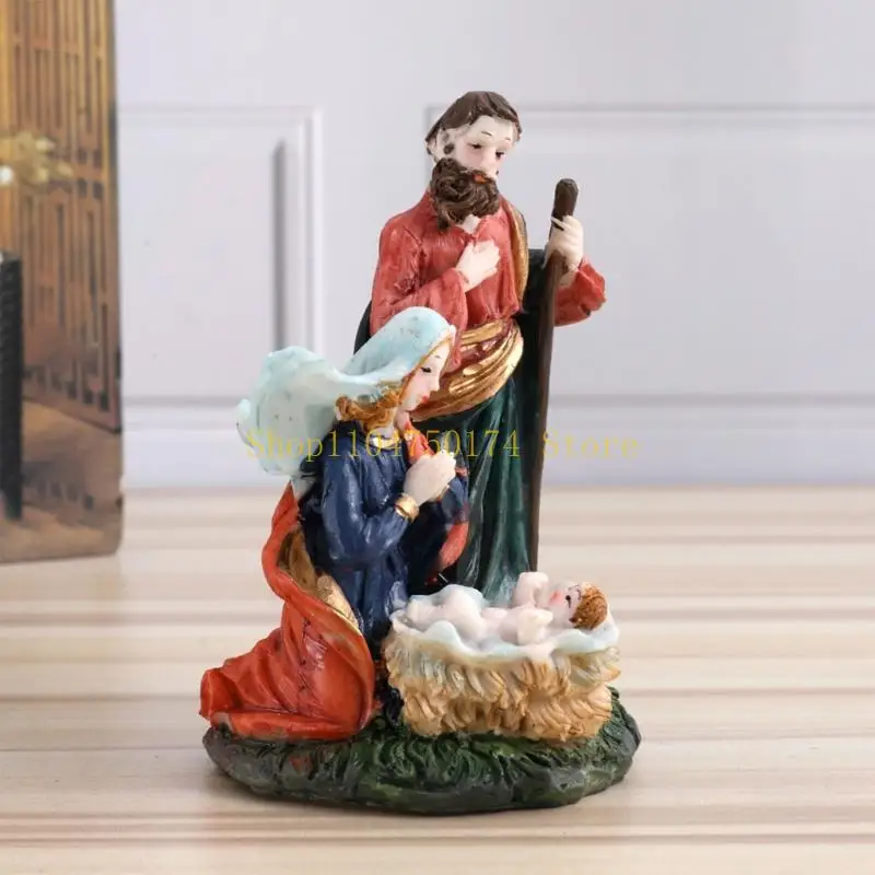 Prayer Corner Holy Family Christmas Figure with Crafted Holiday Character Detail for Shelf Placement, Entry Table, and Church