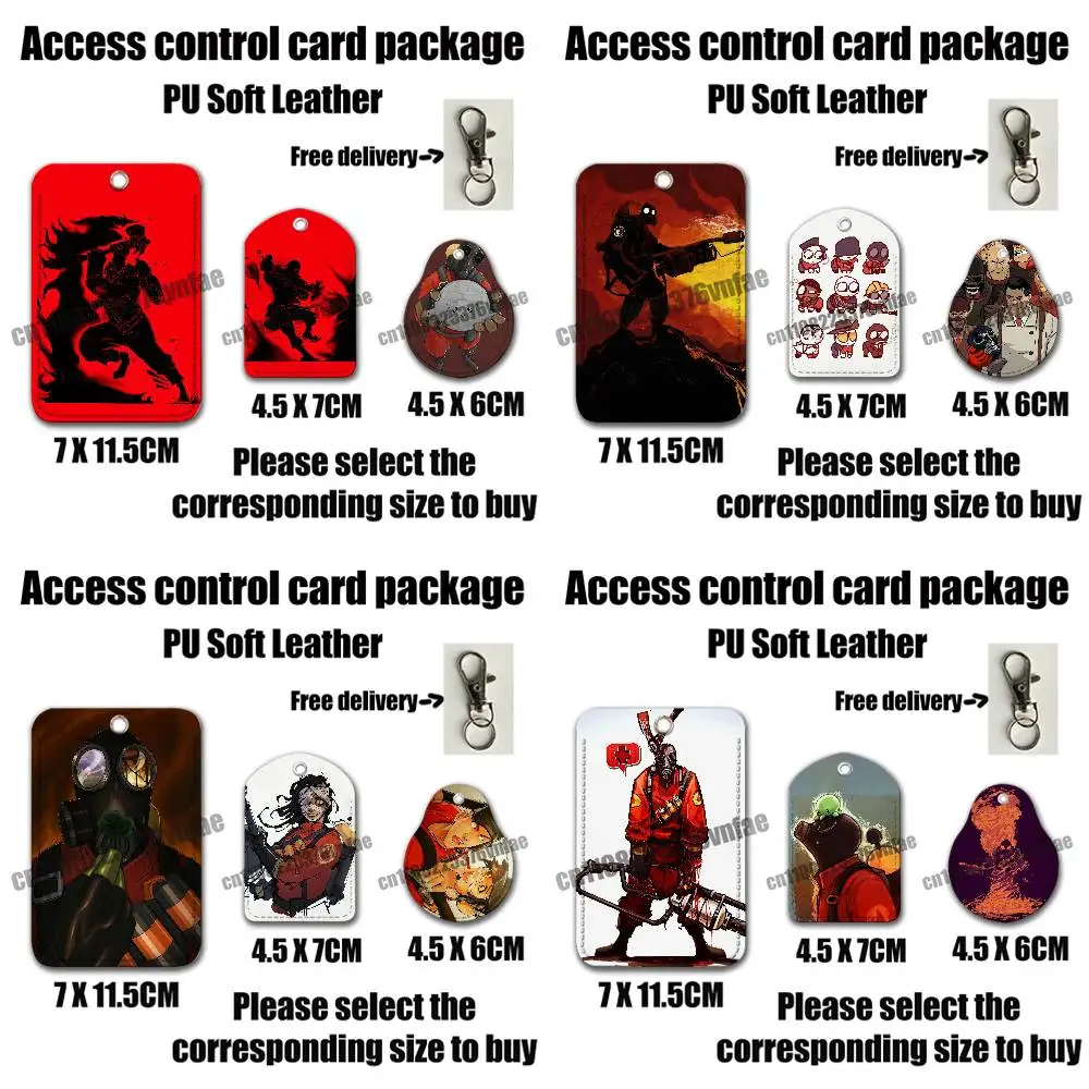 For Team Fortress 2 TF2 For AirTag Card Holder Cover ID Clips Credit Bank Access Electric Car Keychain