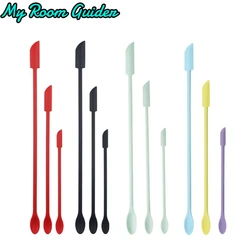 3pcs/1pc Mini Long Handle Silicone Spatula Dual-Ended Scraper Spoon Kitchen Accessories for Jam Seasoning