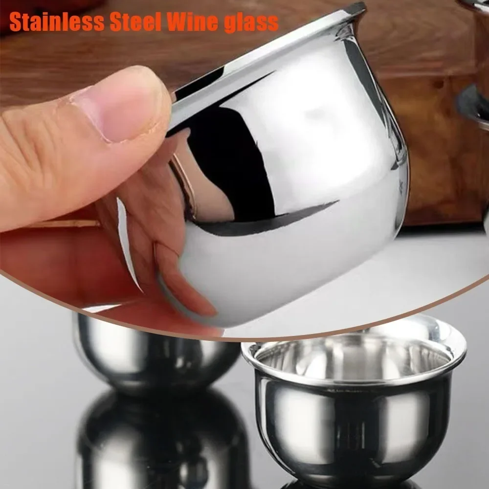 1 قطعة صغيرة 316 كوب من الفولاذ المقاوم للصدأ كأس نبيذ صغير شرب صغير سميكة فم واحد من فنجان شاي واحد أو اثنين من كؤوس مشروبات بيضاء