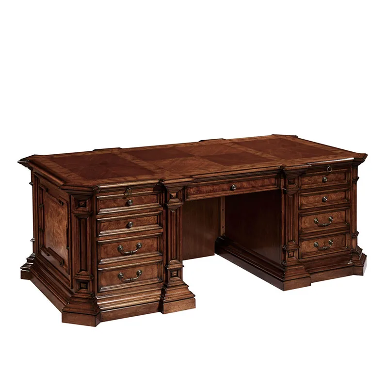 *American Luxury Solid Wood Office Furniture Desk Computer Desk Hotel Villa Can Be Customized Size Factory Direct Sales
