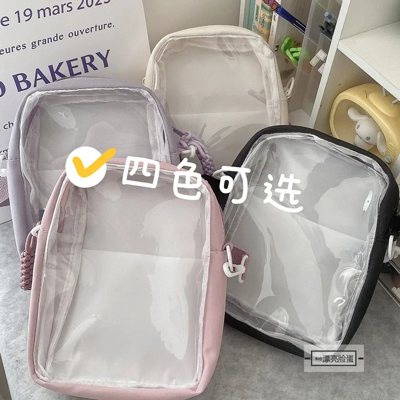 Transparent Bag Messenger Ita Bags Female Summer Ins Japanese Small Fresh Leisure Bags Cute Girl Mobile Phone Doll Bag